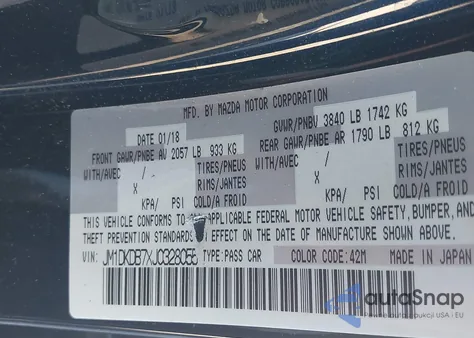 2018 Mazda Cx-3 Sport из США, поврежденный, VIN JM1DKDB7XJ0328055